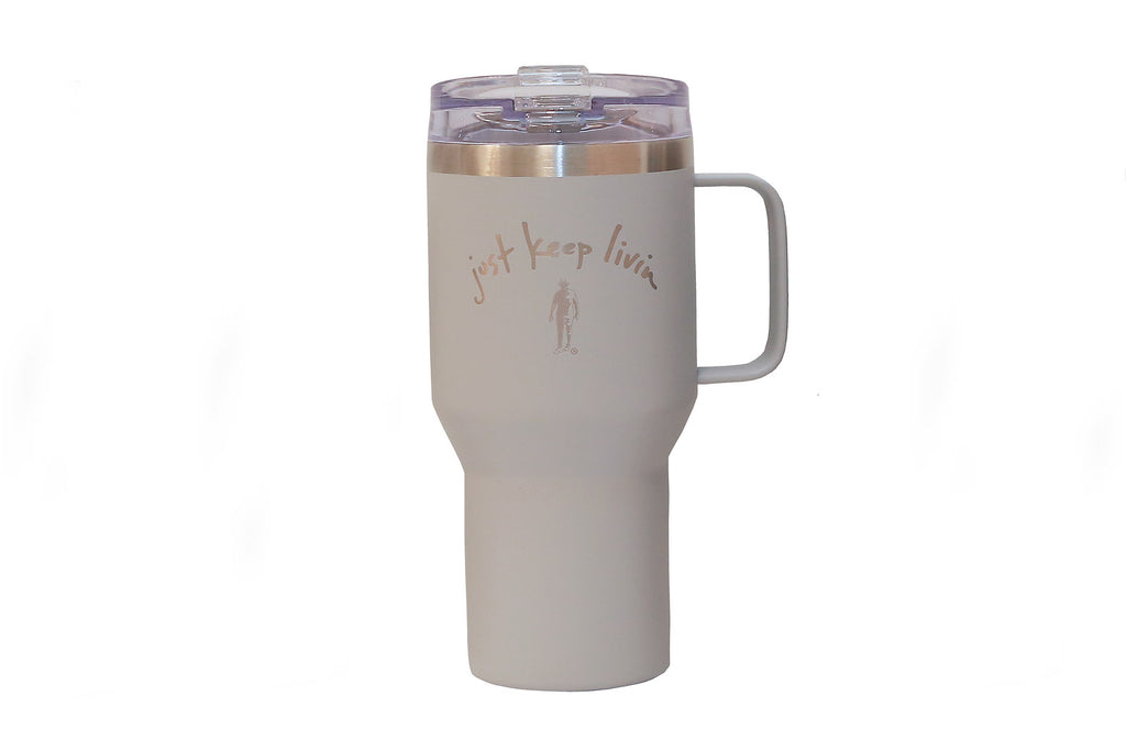  Light gray tumbler with handle 